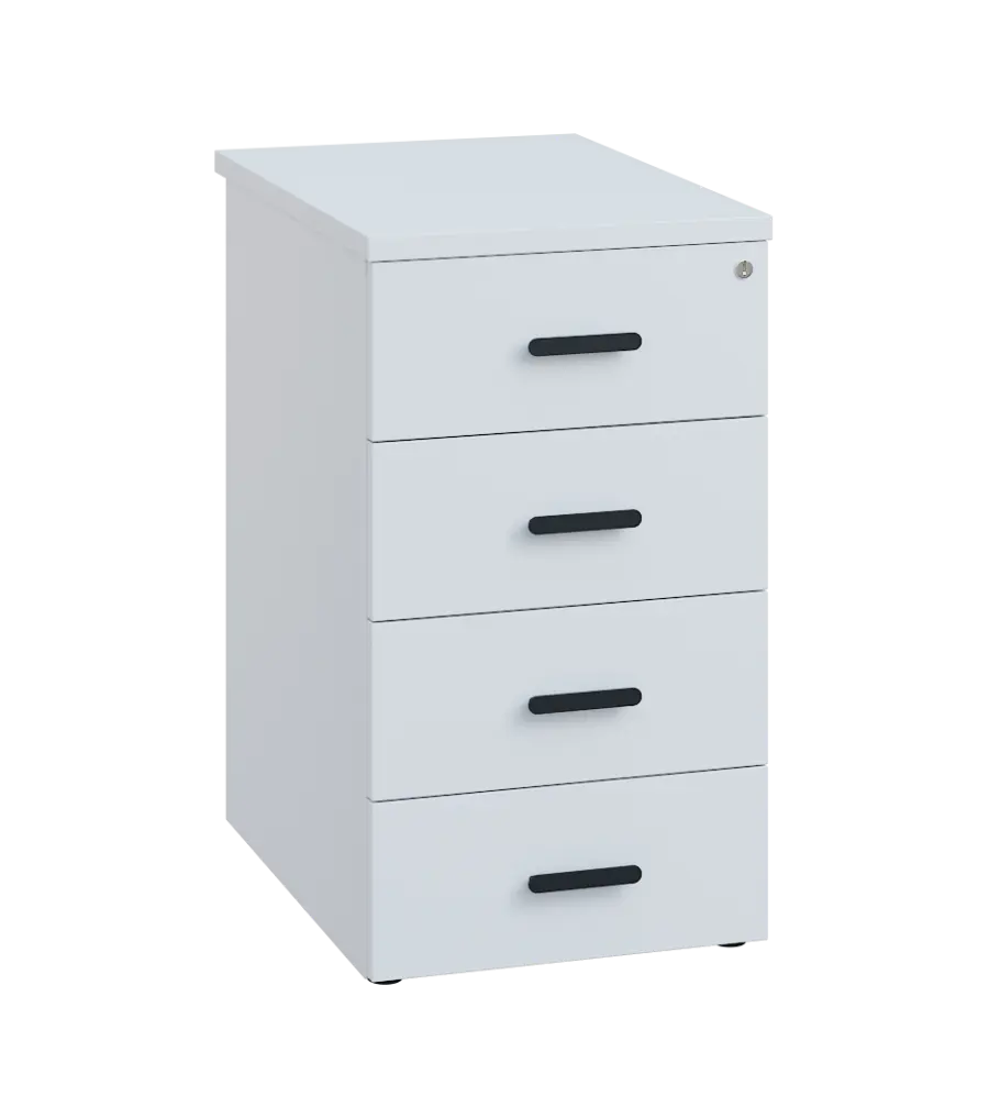 LKC 2 - 61 kontejner přístavný, 4-zásuvkový, deska 25 mm, centrální zámek, bílá